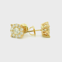 14k Yellow Gold Diamond Earrings | 0.95ctw Round Natural Diamonds, 8mm
