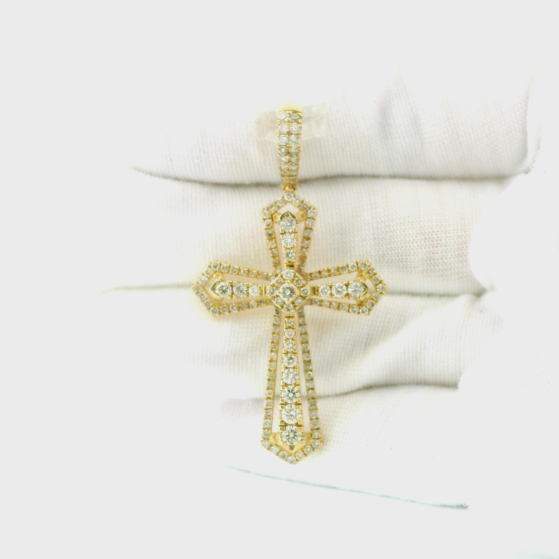 14k Yellow Gold Diamond Pendant | 1.82ctw Round Natural Diamonds, 38mm