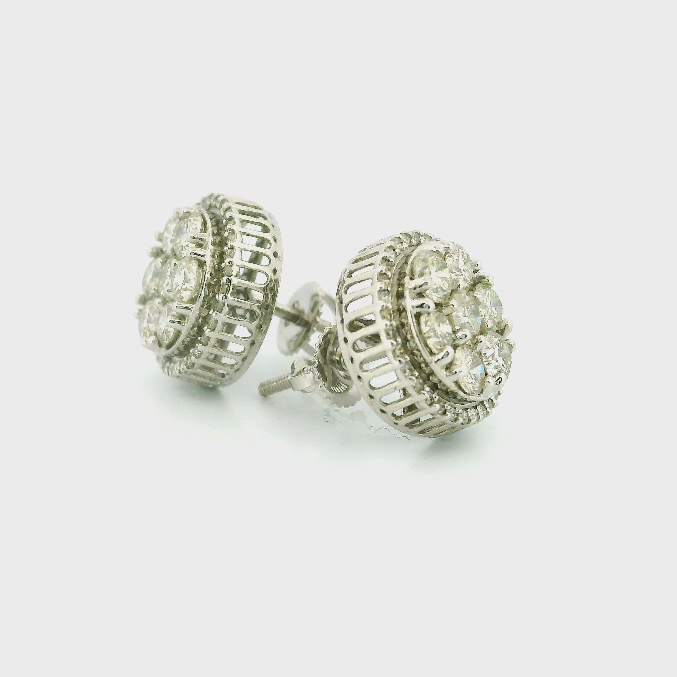 14k White Gold Diamond Earrings | 1.63ctw Round Natural Diamonds, 11mm
