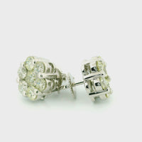 14k White Gold Diamond Earrings | 2.07ctw Round Natural Diamonds, 9mm