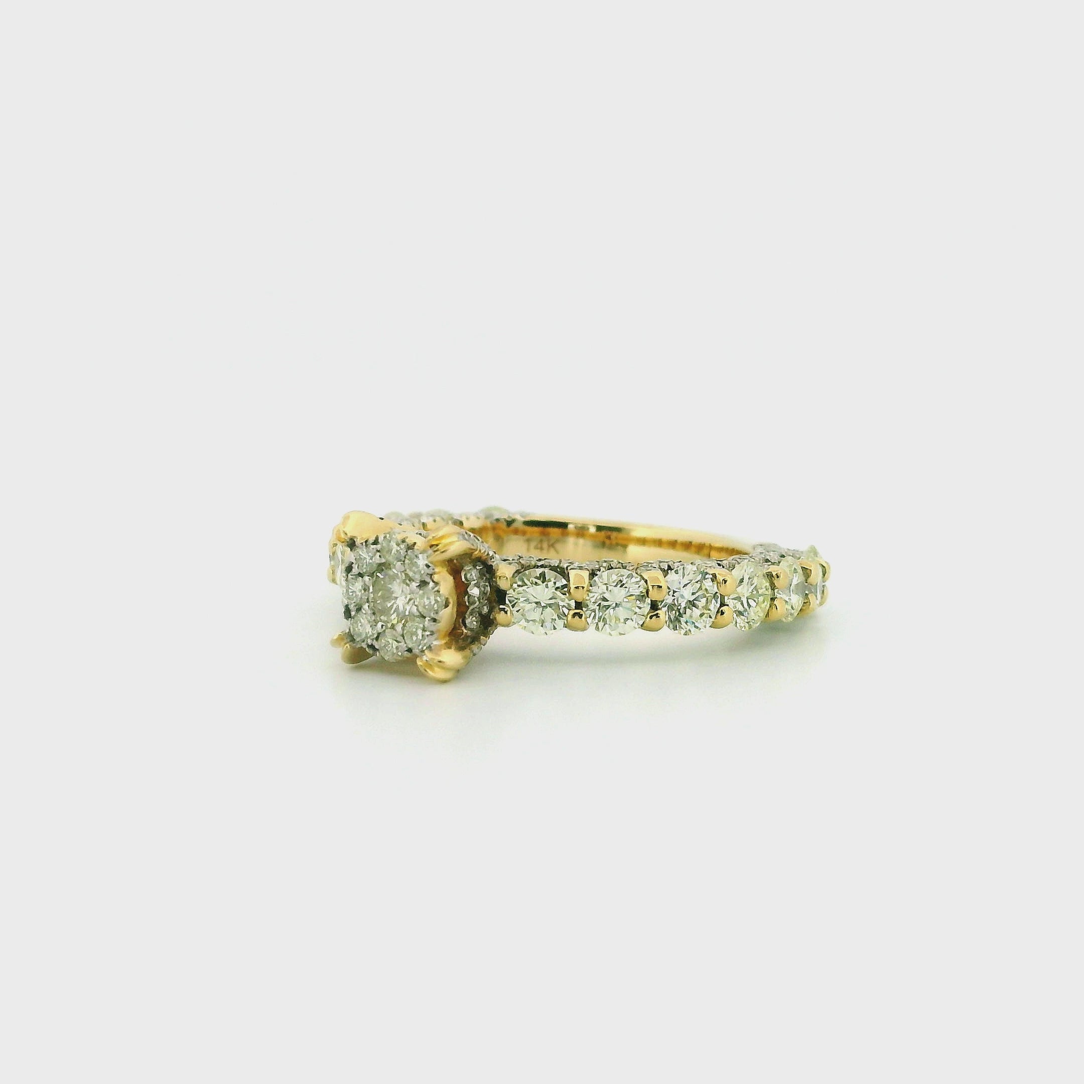 14k Yellow Gold Women’s Diamond Ring | 2.69ctw Natural White Diamonds, 7mm