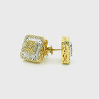 10k Yellow Gold Diamond Earrings | 0.78ctw Round & Baguette Natural Diamonds, 11.5mm