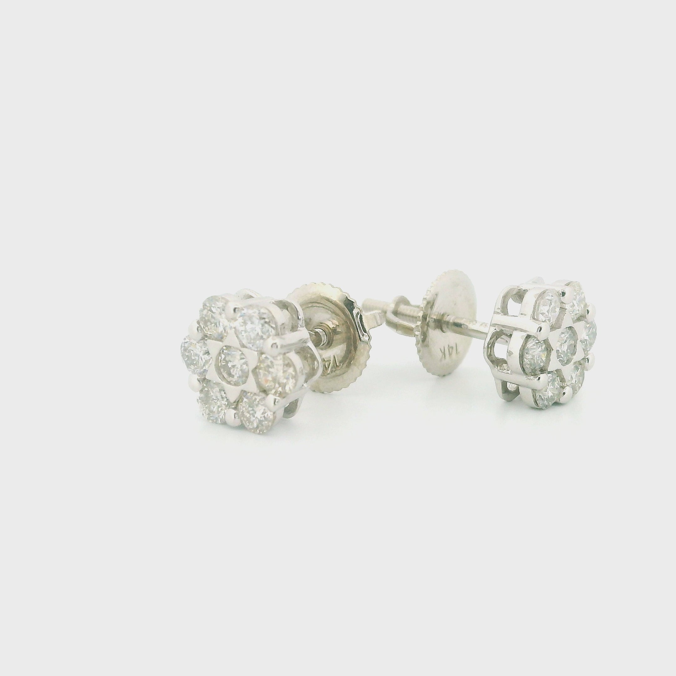 14k White Gold Diamond Earrings | 0.71ctw Round Natural Diamonds, 7mm