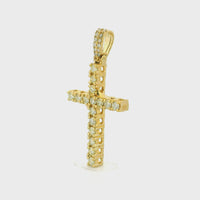 14k Yellow Gold Diamond Pendant | 1.60ctw Round Natural Diamonds, 30mm