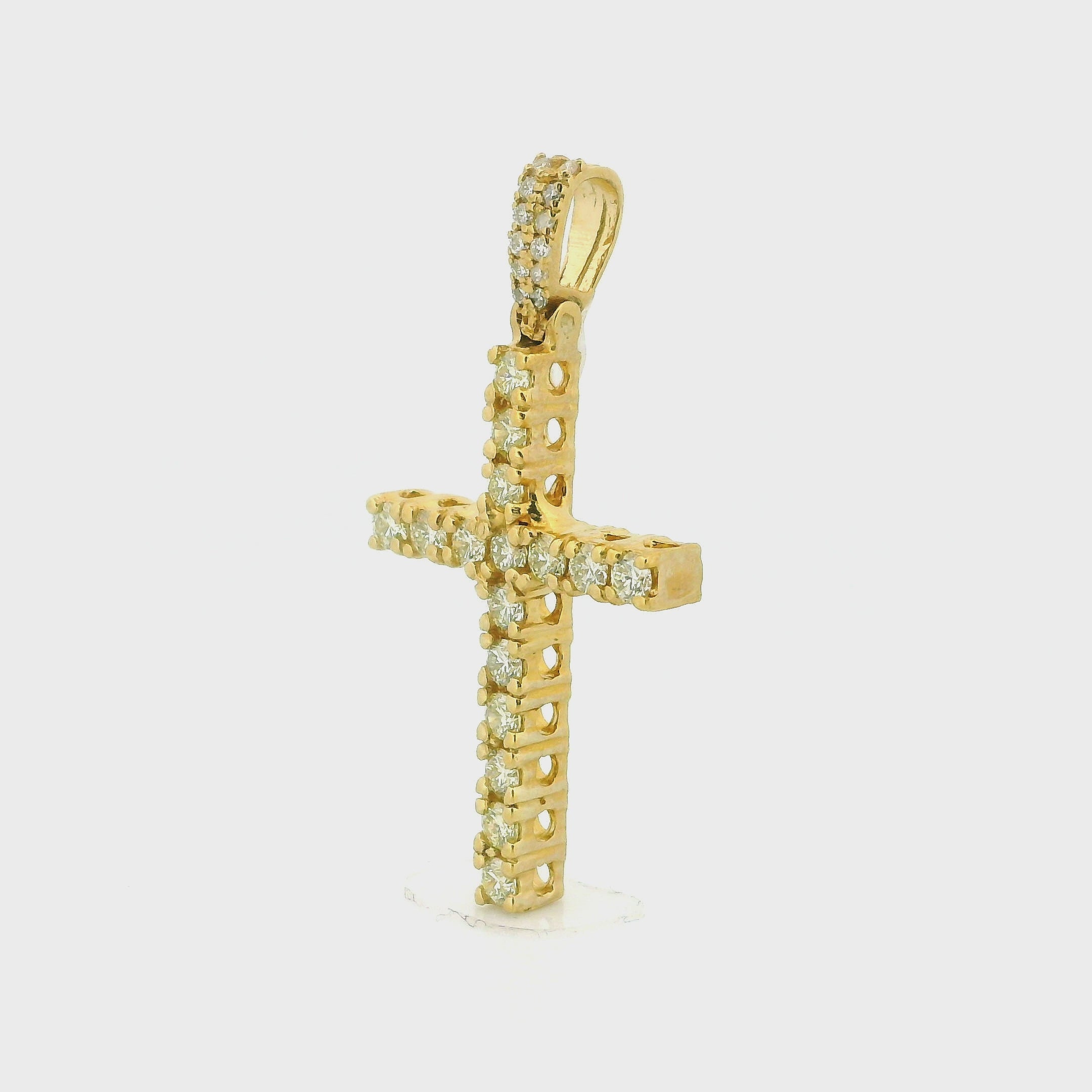 14k Yellow Gold Diamond Pendant | 1.60ctw Round Natural Diamonds, 30mm