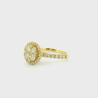 14k Yellow Gold Women’s Diamond Ring | 1.22ctw Natural White Diamonds, 11mm