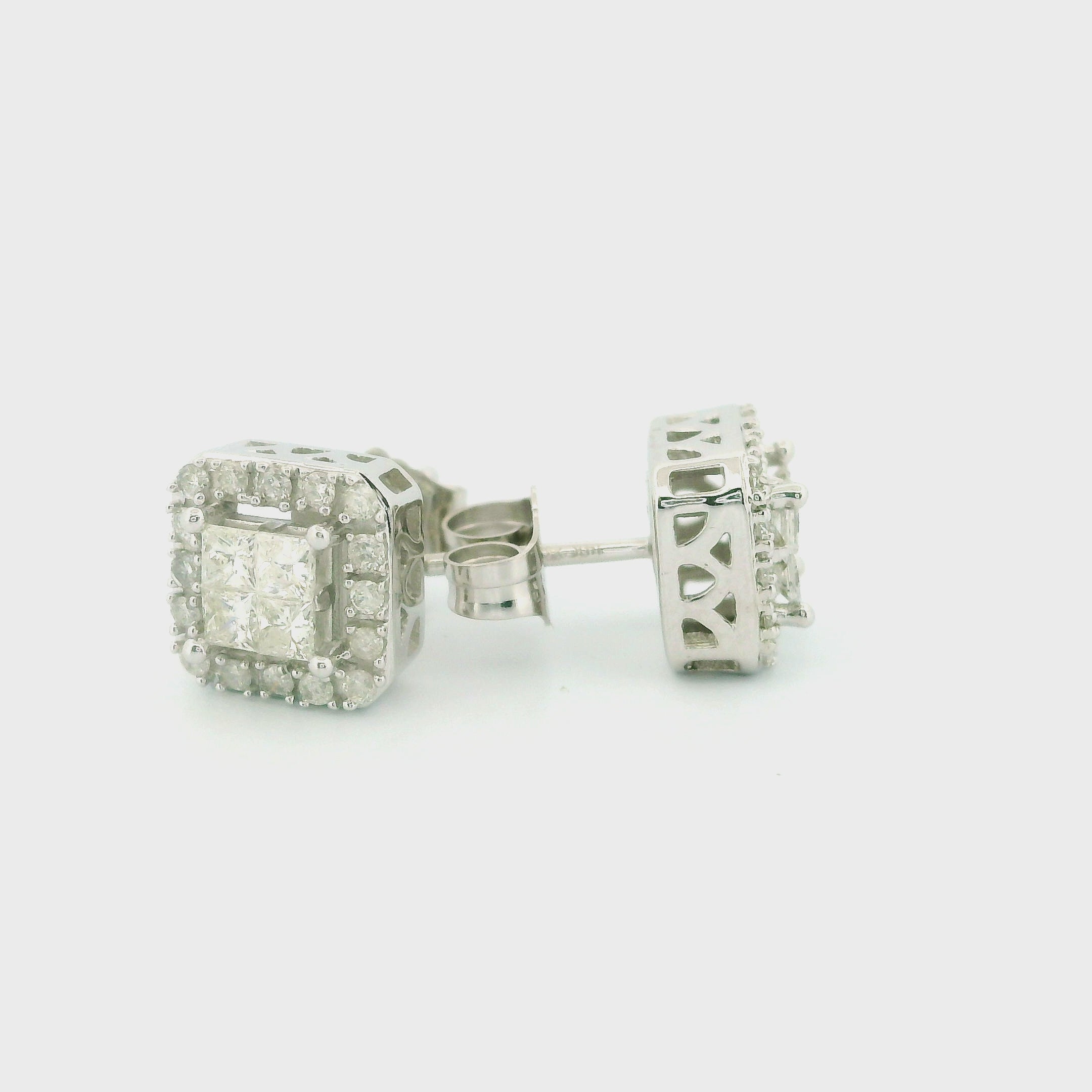 14k White Gold Diamond Earrings | 0.50ctw Round Natural Diamonds, 4mm