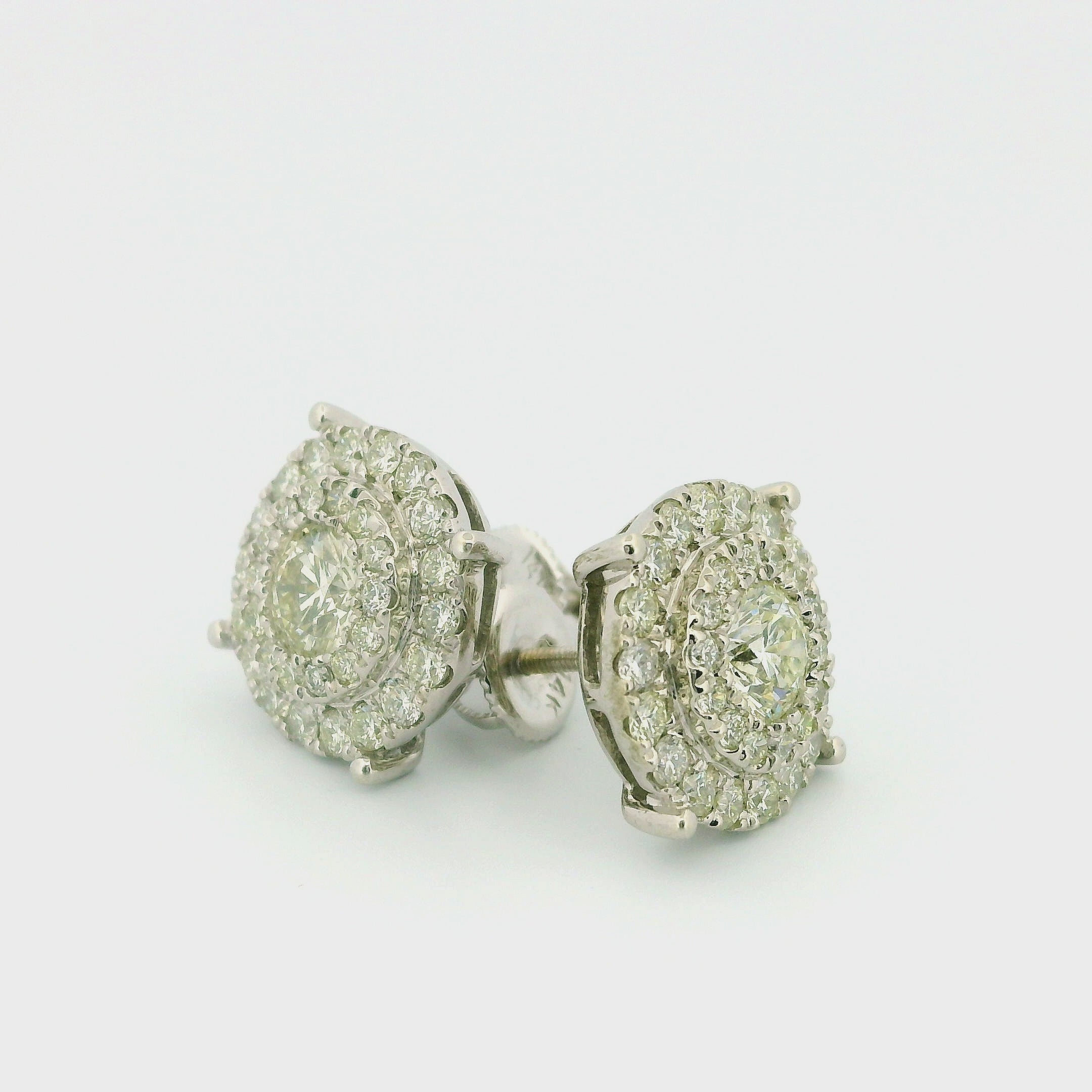 14k White Gold Diamond Earrings | 2.39ctw Round Natural Diamonds, 13mm