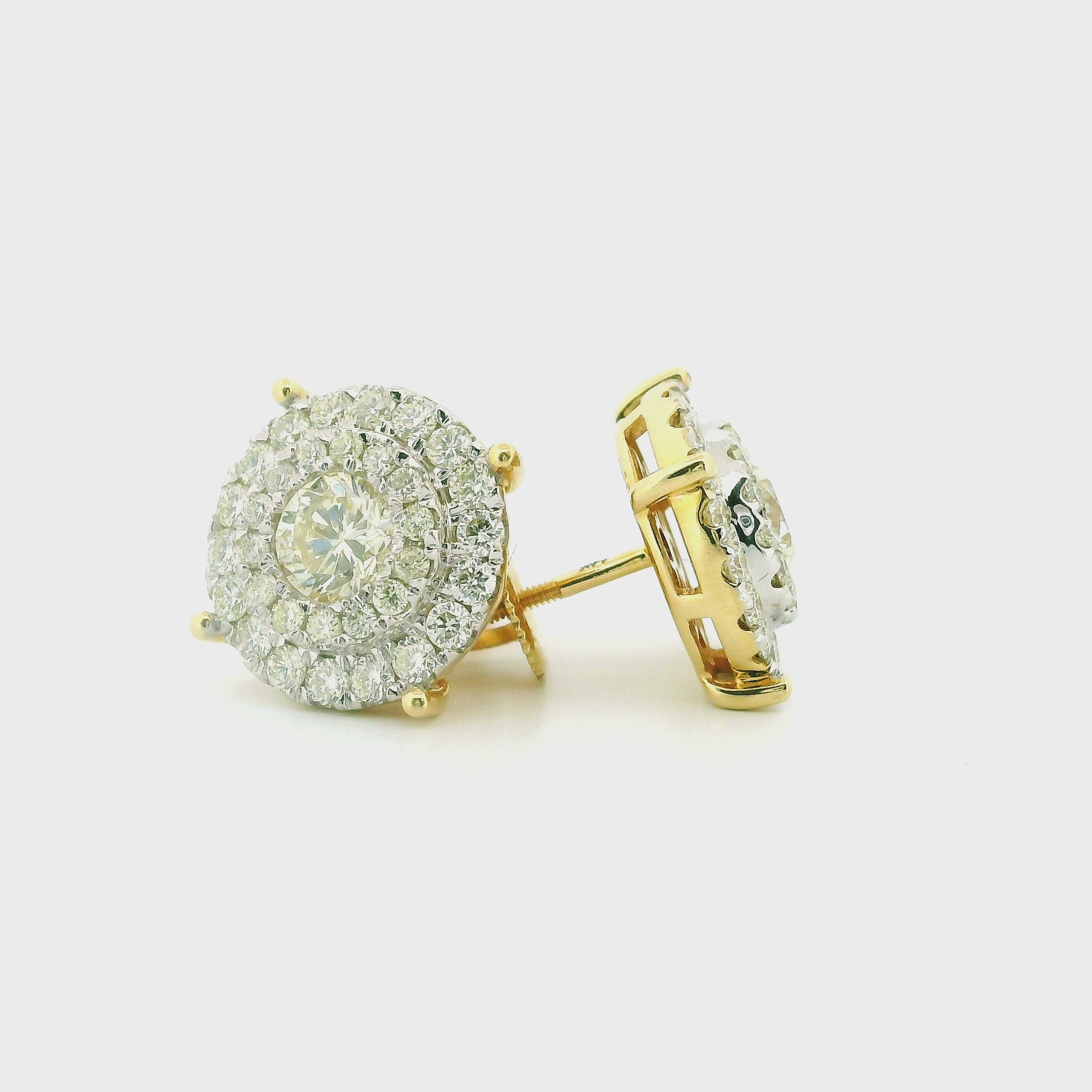 14k Yellow Gold Diamond Earrings | 2.38ctw Round Natural Diamonds, 13mm