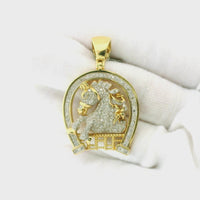 10k Yellow Gold Diamond Pendant | 1.33ctw Round Natural Diamonds, 32mm