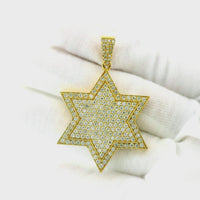 14k Yellow Gold Diamond Pendant | 5.50ctw Round Natural Diamonds, 38mm