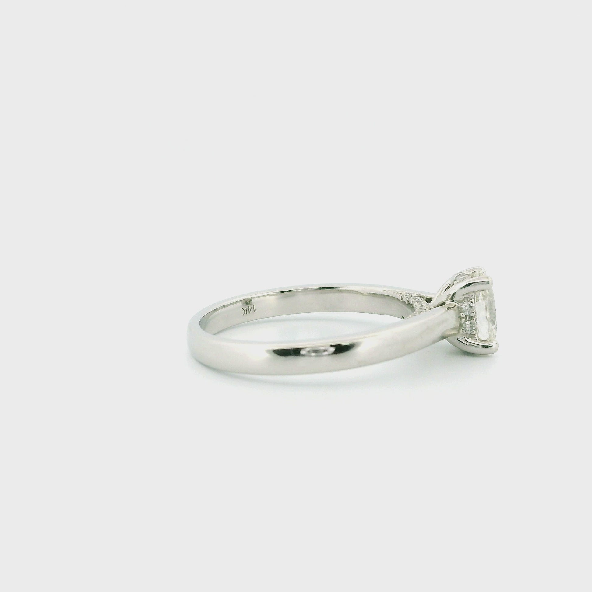 0.75ctw Oval-Cut Diamond Hidden Halo Engagement Ring in 14K White Gold – Elegant Bridal Ring