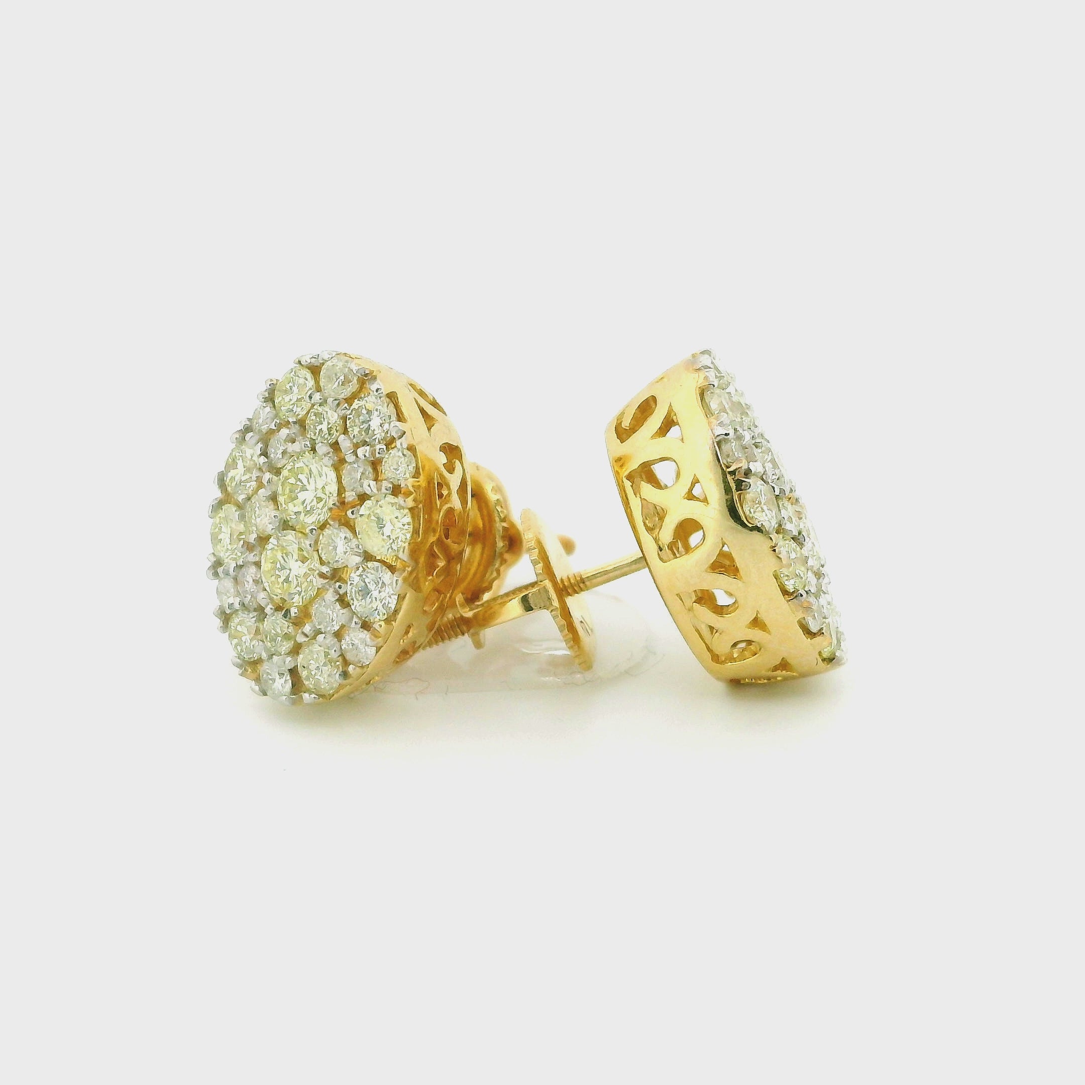 14k Yellow Gold Diamond Earrings | 1.22ctw Round Natural Diamonds, 12.8mm