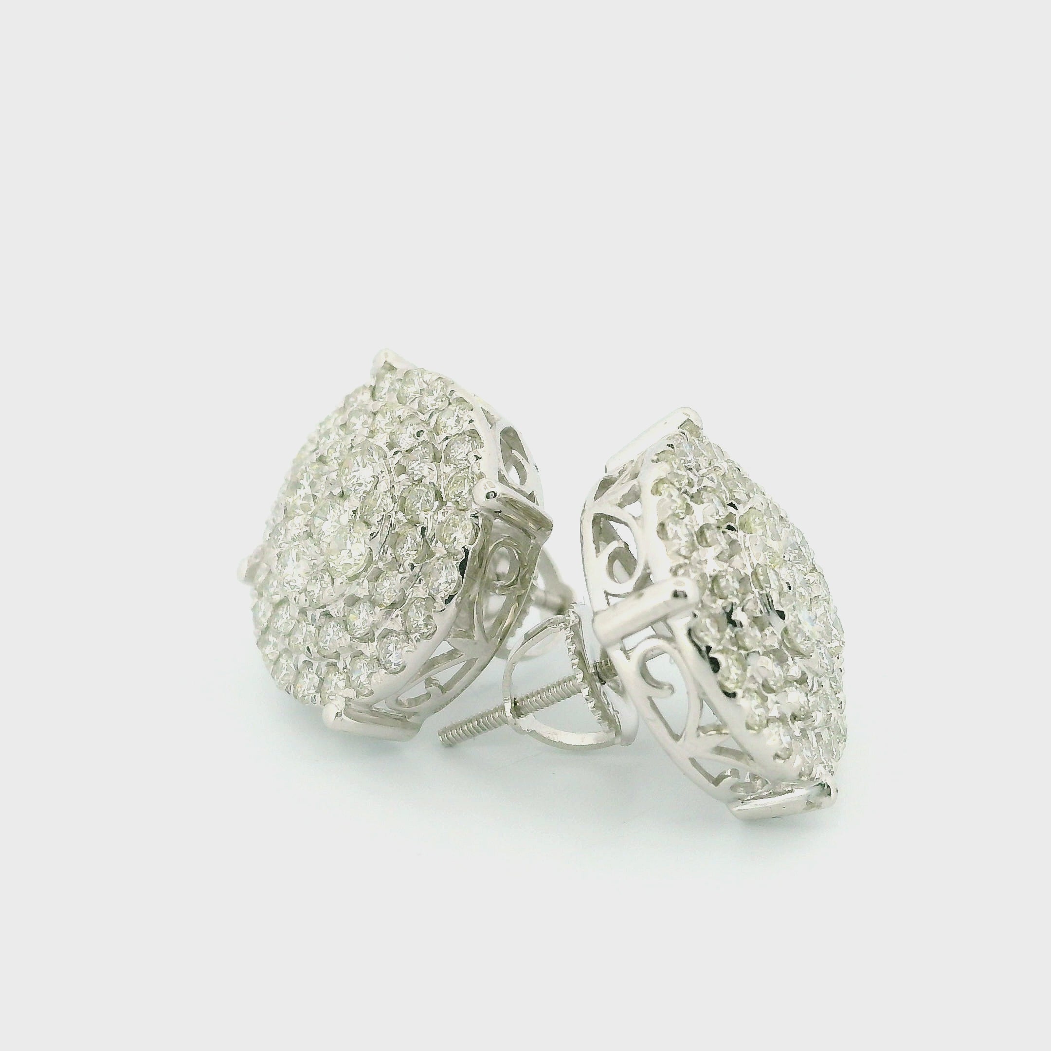14k White Gold Diamond Earrings | 2.28ctw Round Natural Diamonds, 15mm
