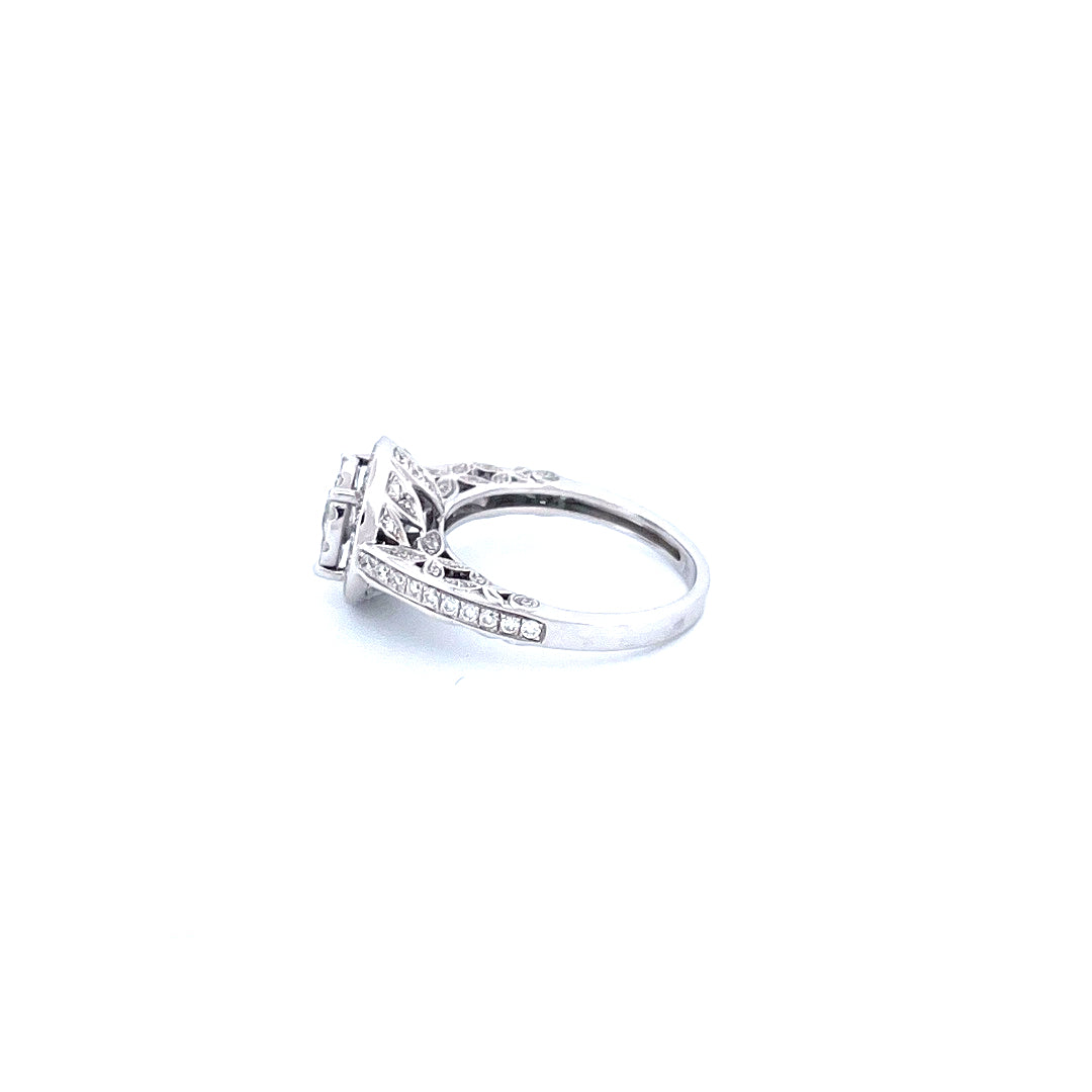 14K White Gold Women's Ring with 1.26CTW Natural White Diamonds