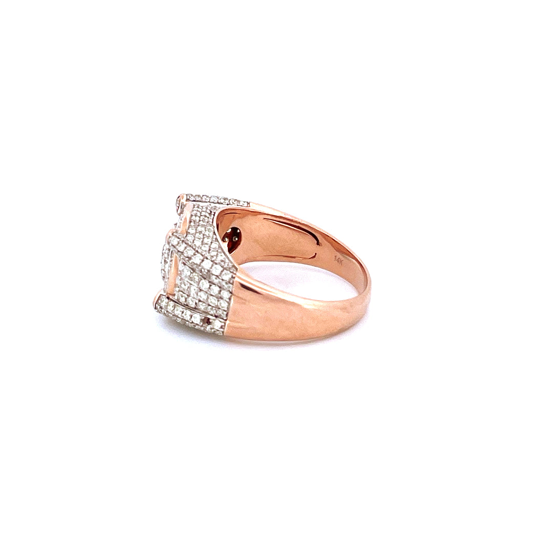 14K Rose Gold Men's Pinky Ring with 2.01CTW Natural White Diamonds