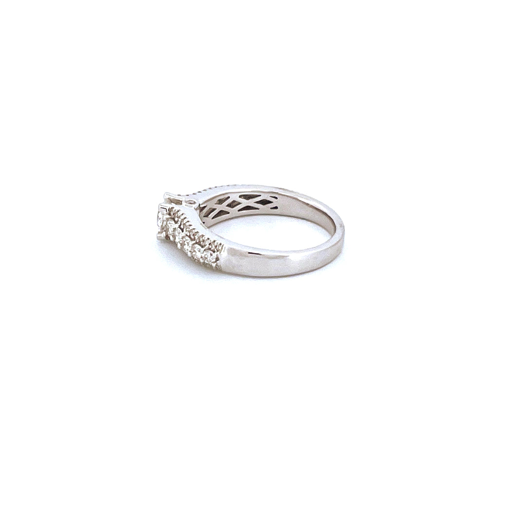 14K White Gold Women's Ring with 1.08CTW Natural White Diamonds