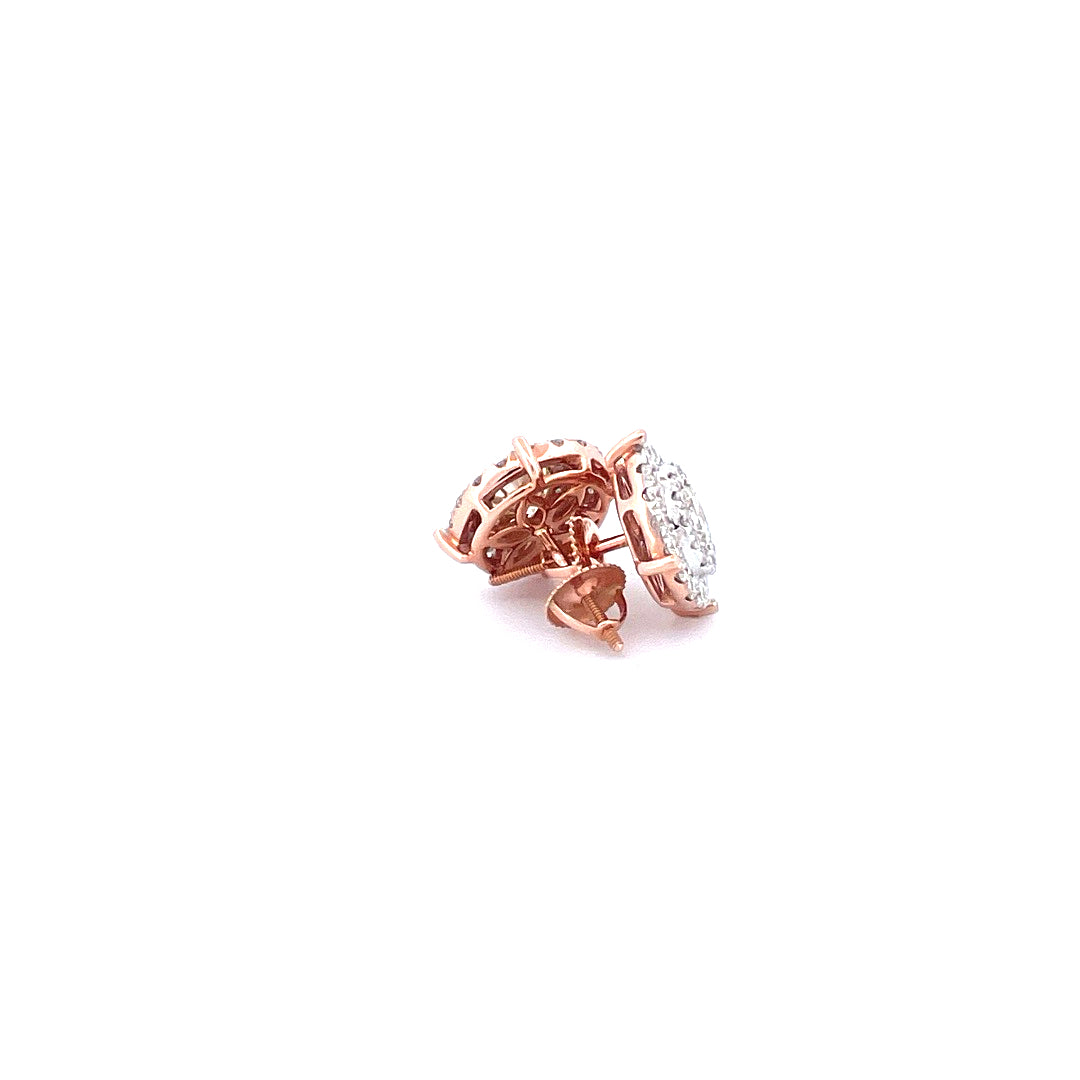 14K Rose Gold Earrings with 2.38CTW Natural White Diamond