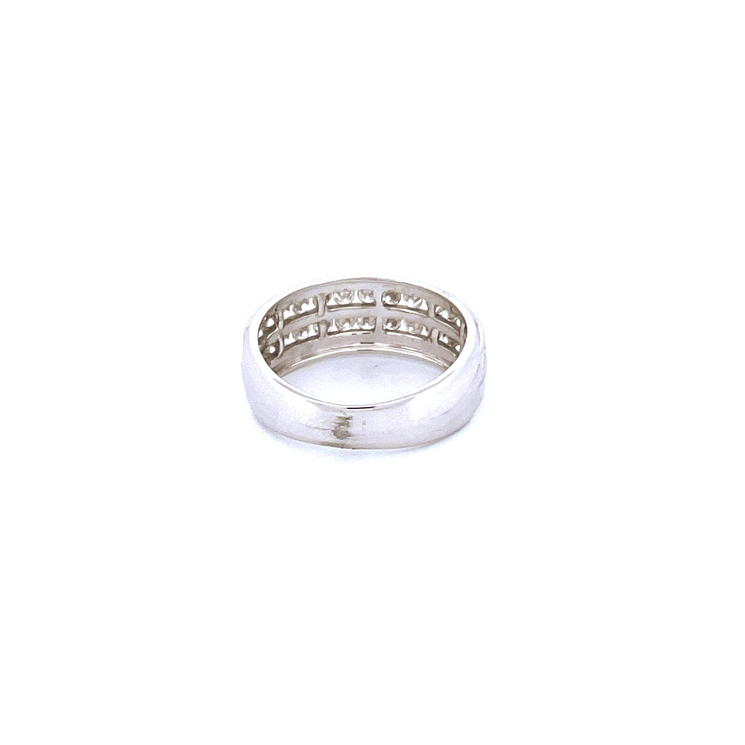 14K White Gold Men's Pinky Ring with 1.21CTW Natural White Diamonds