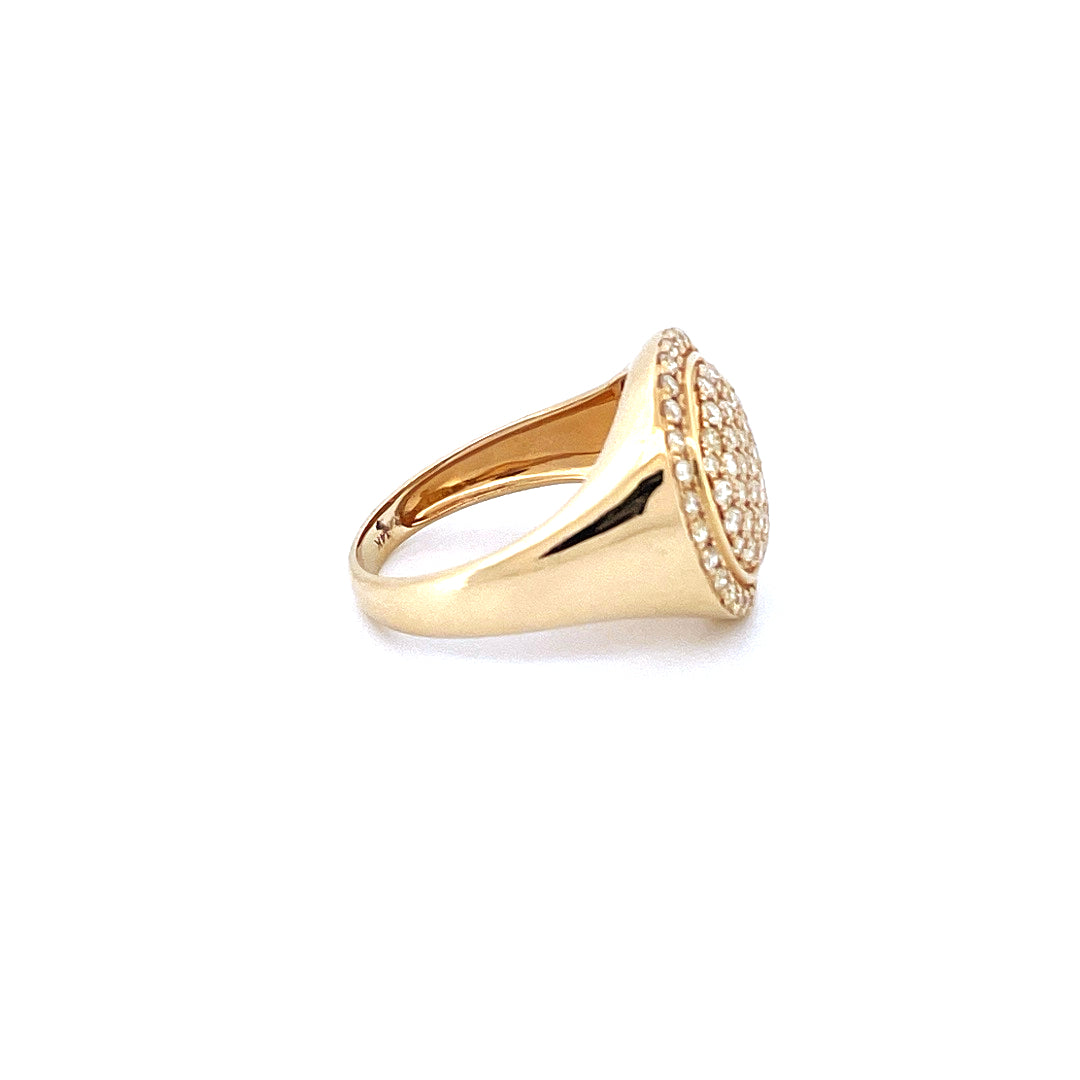 14K Yellow Gold Men's Pinky Ring with 1.60CTW Natural White Diamonds