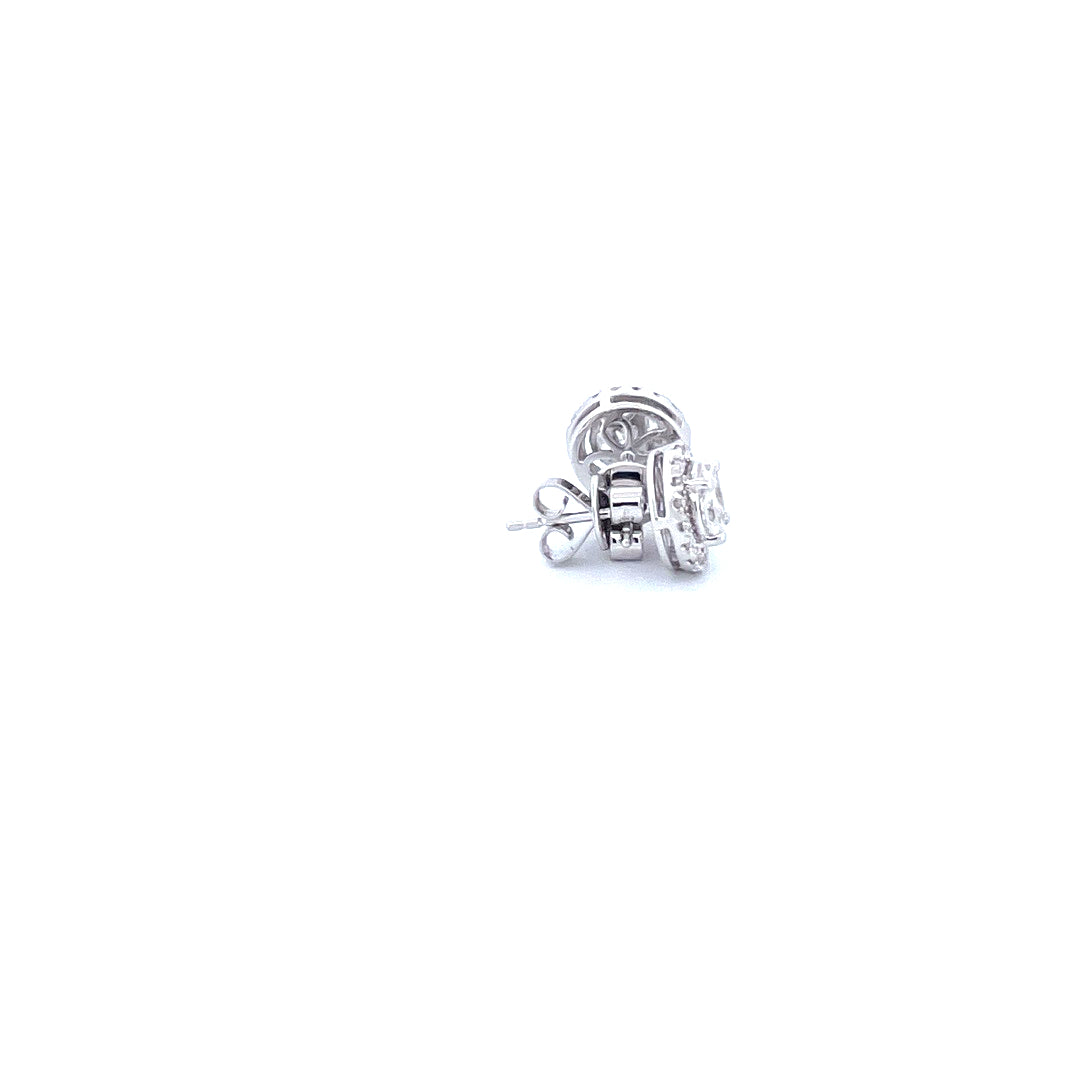 14K White Gold Earrings with 0.90CTW Natural White Diamond