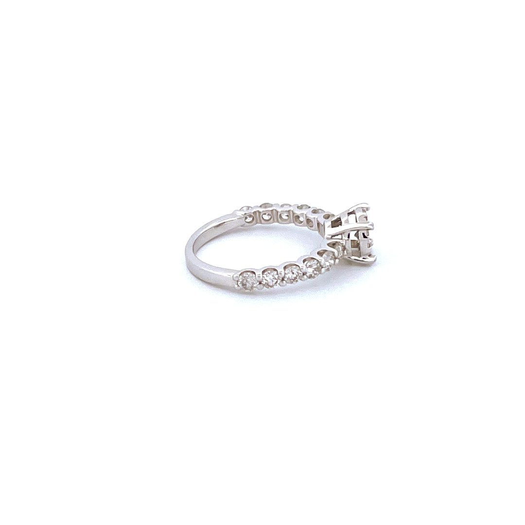 14K White Gold with 1.22CTW Natural White Diamond Women's Ring