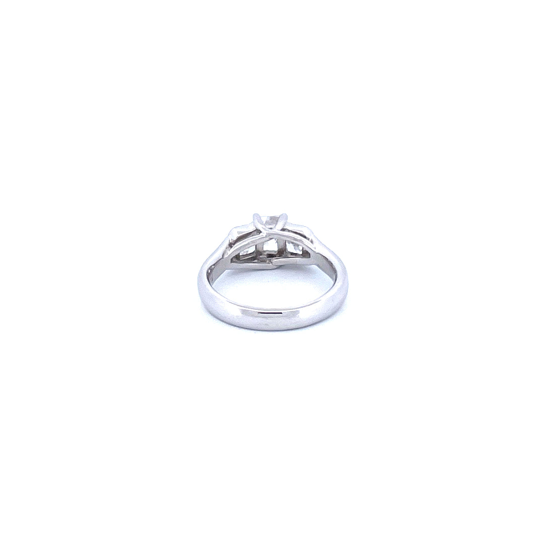 Platinum Women's Ring with 1.75CTW Radiant Cut and Cushion Cut Natural White Diamond